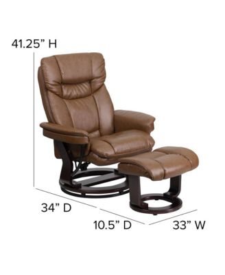 Multi-Position Recliner Chair & Curved Ottoman with Swivel Wood Base