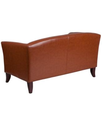 Leathersoft Reception/Living Room Loveseat With Cherry Wood Feet