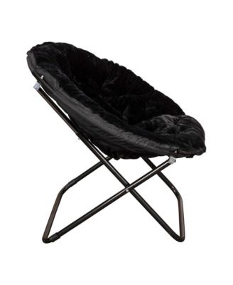 1 Count With Cozy Faux Fur Cushion And Metal Frame For Dorms, Bedrooms, Apartments And More - Ersa Oversize Folding Saucer Chair