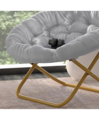 1 Count With Cozy Faux Fur Cushion And Metal Frame For Dorms, Bedrooms, Apartments And More - Ersa Oversize Folding Saucer Chair