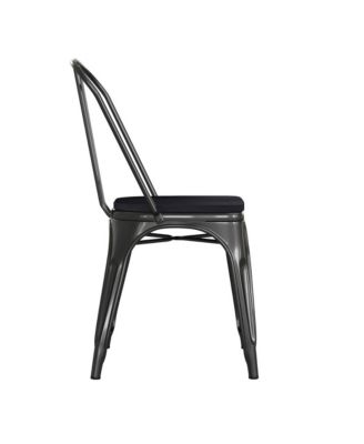 Perth Metal Stacking Dining Chairs With Poly Resin Seats For Indoor/Outdoor Use