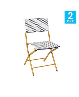 Ciel Set Of Two Folding Bistro Chairs In Pe Rattan With Metal Frames For Indoor And Outdoor Use