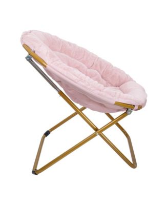 1 Count With Cozy Faux Fur Cushion And Metal Frame For Dorms, Bedrooms, Apartments And More - Ersa Oversize Folding Saucer Chair