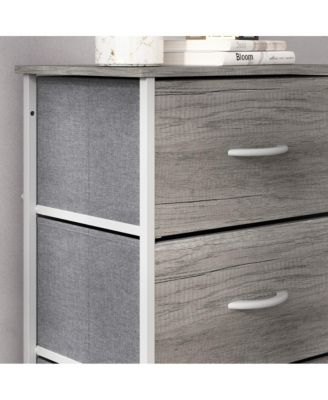 Marley 4 Drawer Storage Dresser With Cast Iron Frame, Wood Top And Easy Pull Engineered Wood Drawers With Wooden Handles