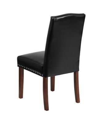 Hollowell Parsons Chair Plush Dining Chair With Accent Nail Trim And Wooden Legs