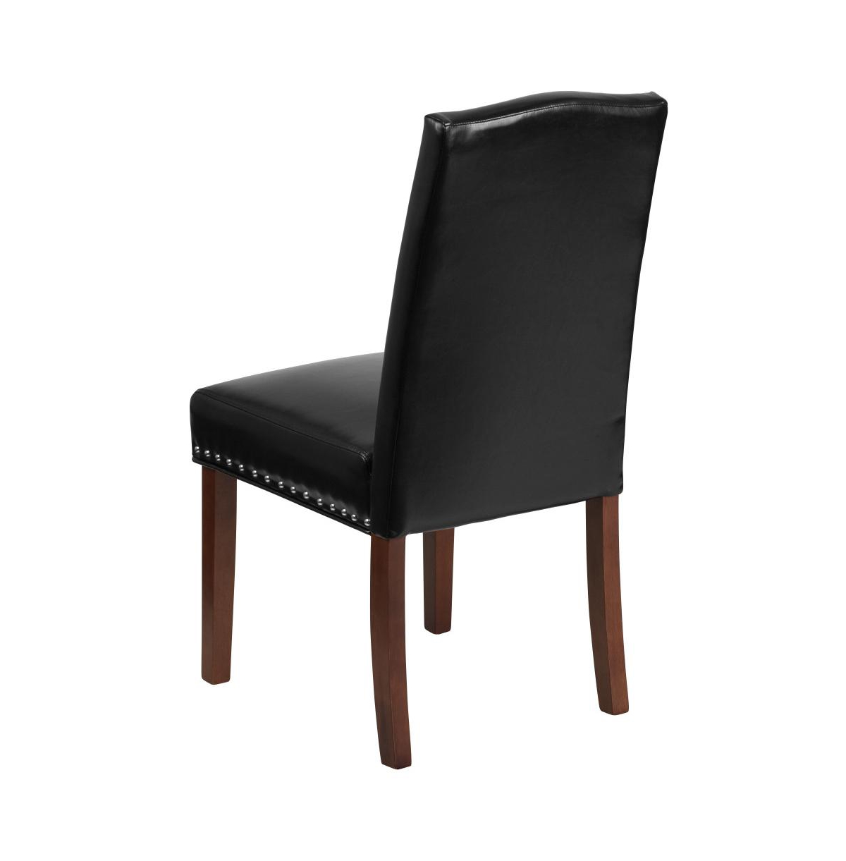 Hollowell Parsons Chair Plush Dining Chair With Accent Nail Trim And Wooden Legs