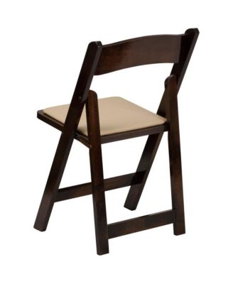 2 Pack Wedding Party Event Wood Folding Chair With Vinyl Padded Seat