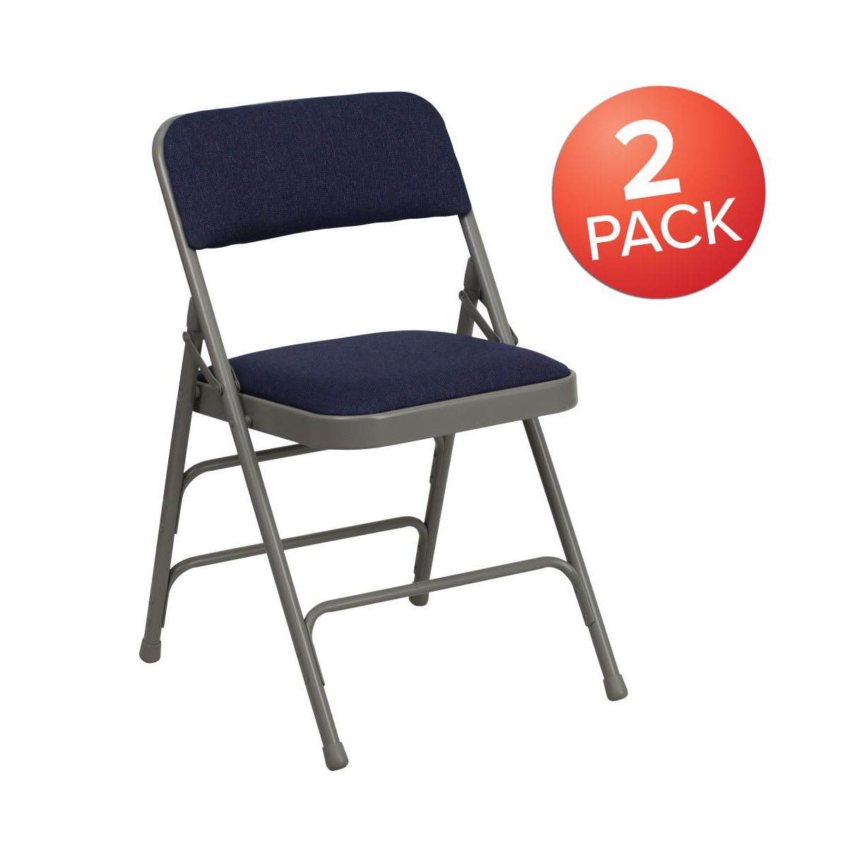 Emma+Oliver 2 Pack Home & Office Portable Party Events Padded Metal Folding Chair -gray frame