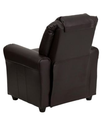 Contemporary Kids Single Wood Cup Holder, Headrest  Recliner Chair