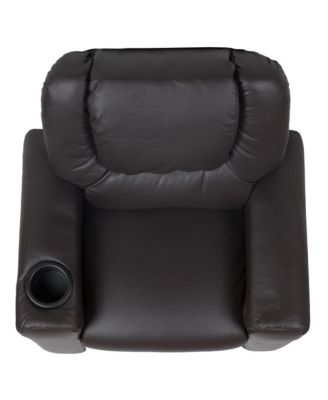 Contemporary Kids Single Wood Cup Holder, Headrest  Recliner Chair