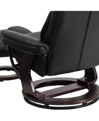 Multi-Position Recliner Chair & Curved Ottoman with Swivel Wood Base
