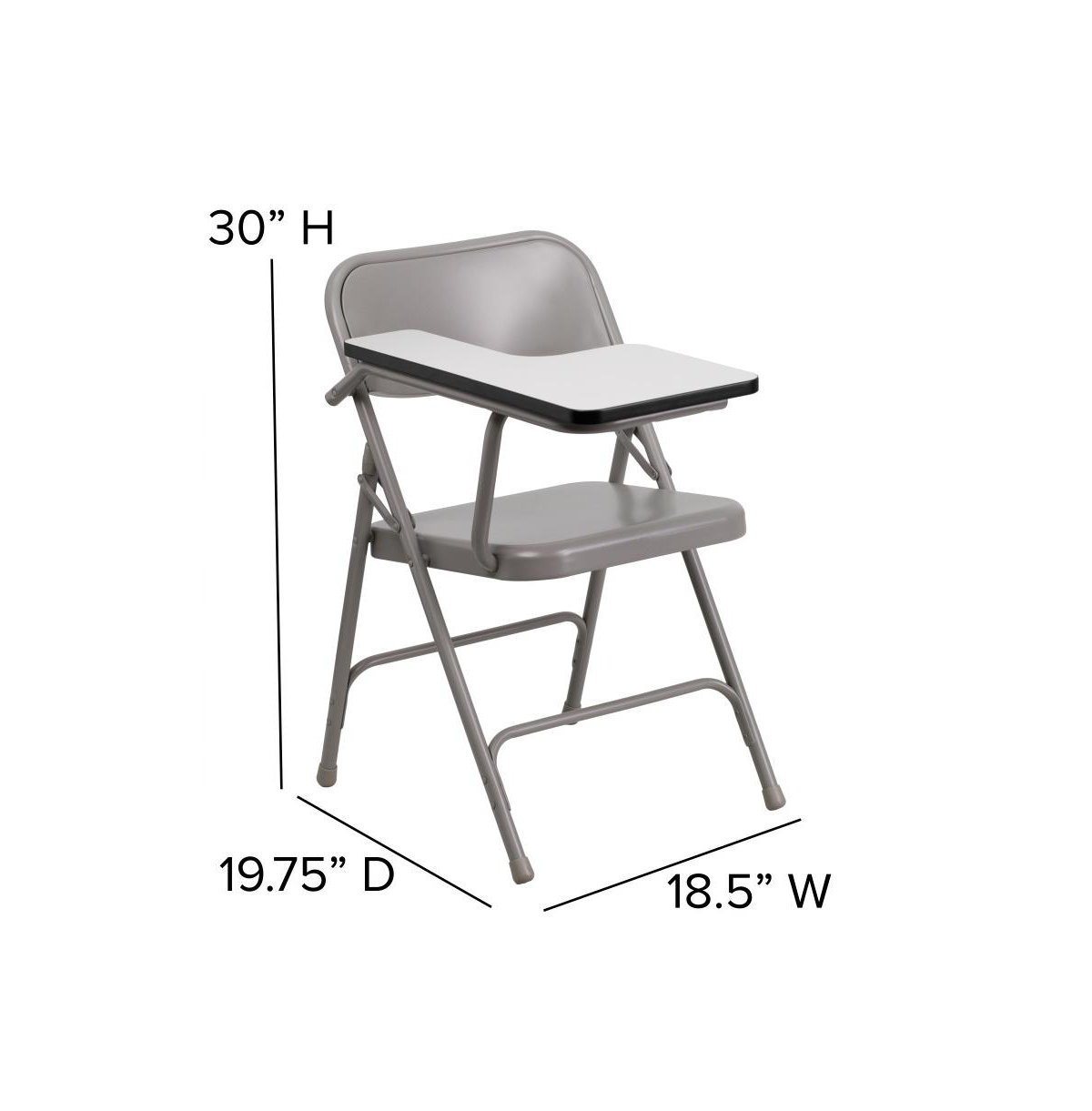 Emma+Oliver 2 Pack Premium Steel Folding Chair With Right Handed Tablet Arm