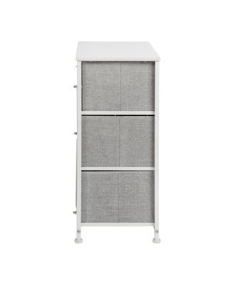 3 Drawer Vertical Storage Dresser With Wood Top & Fabric Pull Drawers