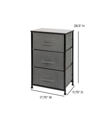 3 Drawer Vertical Storage Dresser With Wood Top & Fabric Pull Drawers