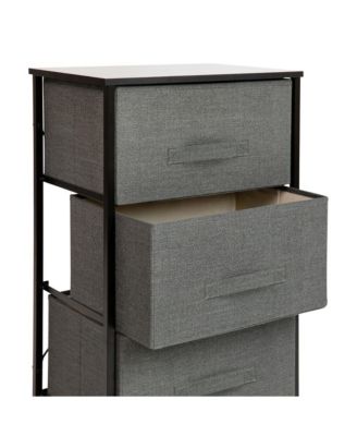 3 Drawer Vertical Storage Dresser With Wood Top & Fabric Pull Drawers