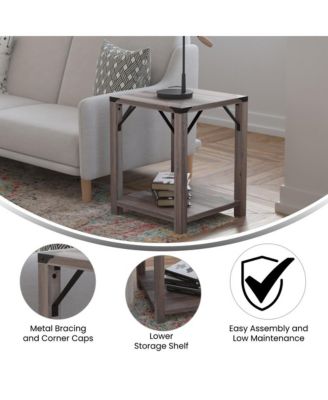 Green River Modern Farmhouse Engineered Wood End Table And Powder Coated Steel Accents