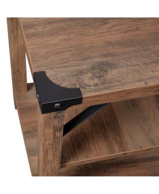 Green River Modern Farmhouse Engineered Wood End Table With Two Tiered Shelving And Powder Coated Steel Accents