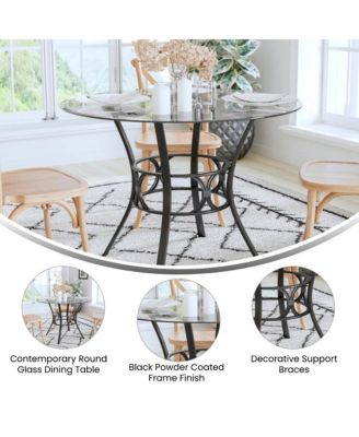 42" Round Glass Dining Table With Metal Frame