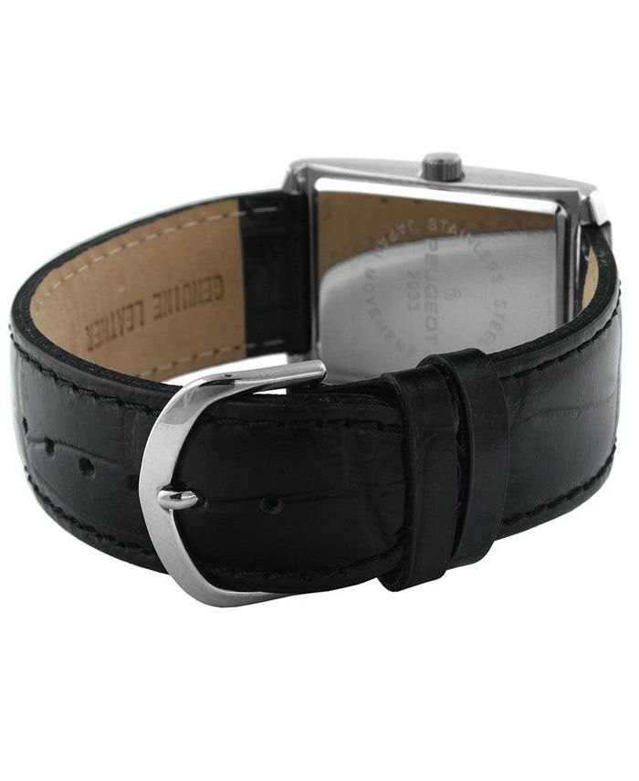 Peugeot Men's 30X40mm Silver Tank Shape Watch with Black Dial and Black ...