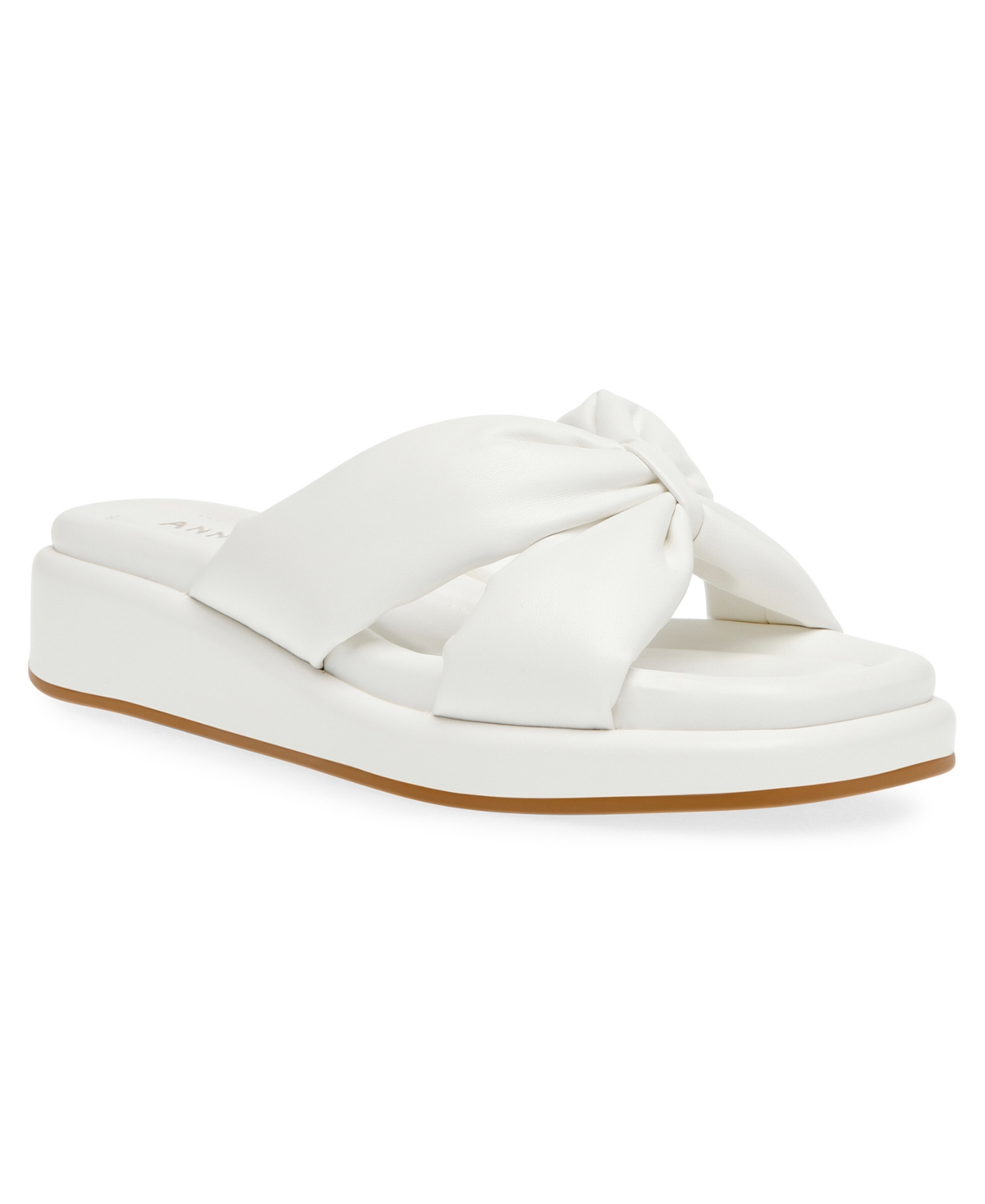 Shop Anne Klein Women's Avenue Footbed Sandals In White Smooth