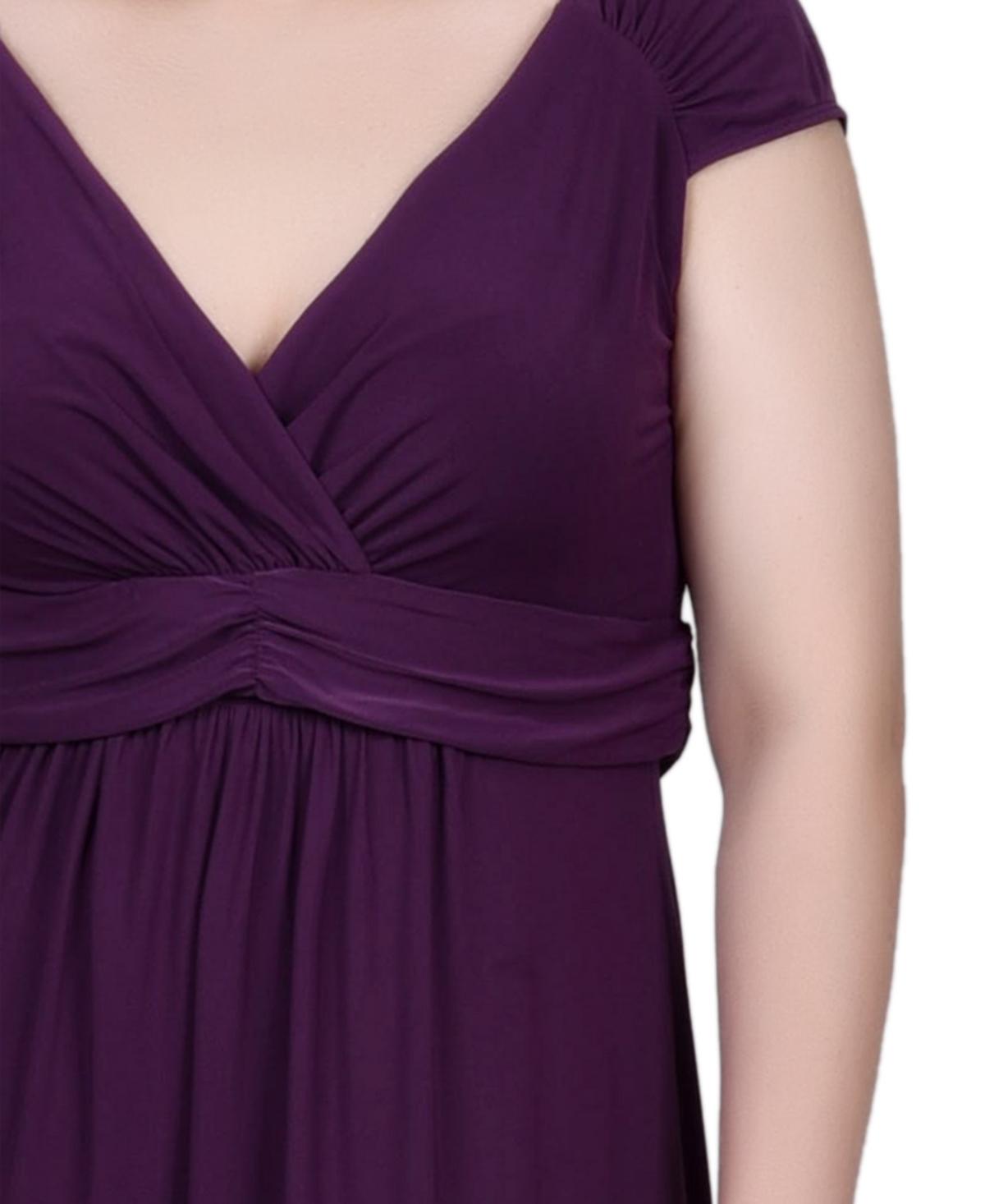 Shop Ny Collection Ruched Empire-waist Maxi Dress In Purple