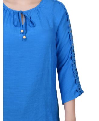 3/4 Sleeve Crochet Detail Blouse