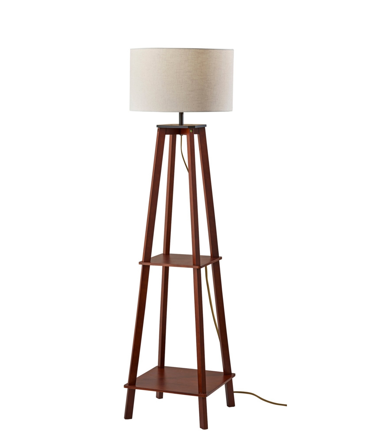 Adesso 59.75" Wood Kirby Shelf Floor Lamp In Walnut Wood