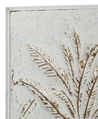 Gold Metal Relief Palm Tree Wall Decor with Gold Detailing 14" x 1" x 33"