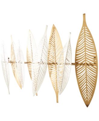 Gold Metal Leaf Metallic Wall Decor with Silver Accents, 2" x 32" x 13"