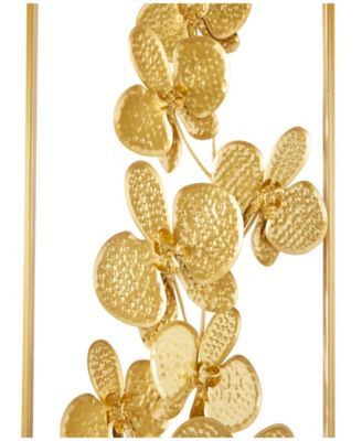by Cosmopolitan Gold Metal Orchid Floral Wall Decor with Gold Frame Set of 2 14"W, 36"H
