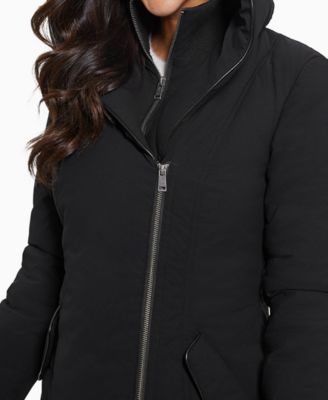 Women's Bibbed Shawl-Collar Hooded Puffer Coat
