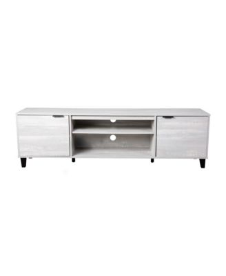 Walter Mid-Century Modern Tv Stand With Adjustable Open Shelves And Two Doors