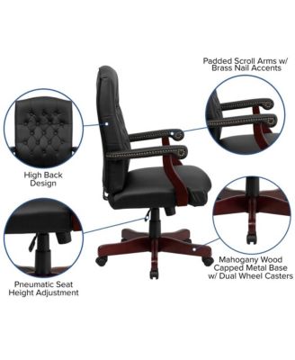 Office Chair, High Back, Tufted, Height Adjustable, 360° Swivel, Upholstered, Home Office Furniture