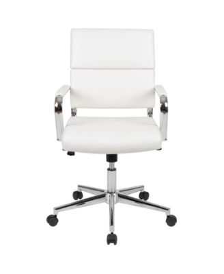 Mcentyre Ergonomic Swivel Office Chair Panel Style Mid-Back Computer Desk Chair With Padded Metal Arms & Base