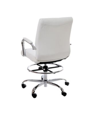 Tevia Mid-Back Drafting Chair With Adjustable Foot Ring Upholstered Swivel Chair With Chrome Base