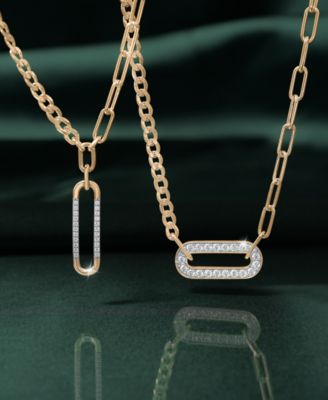 Diamond Vertical Link Two-Chain 18" Pendant Necklace (1/6 ct. t.w.) in Gold Vermeil, Created for Macy's