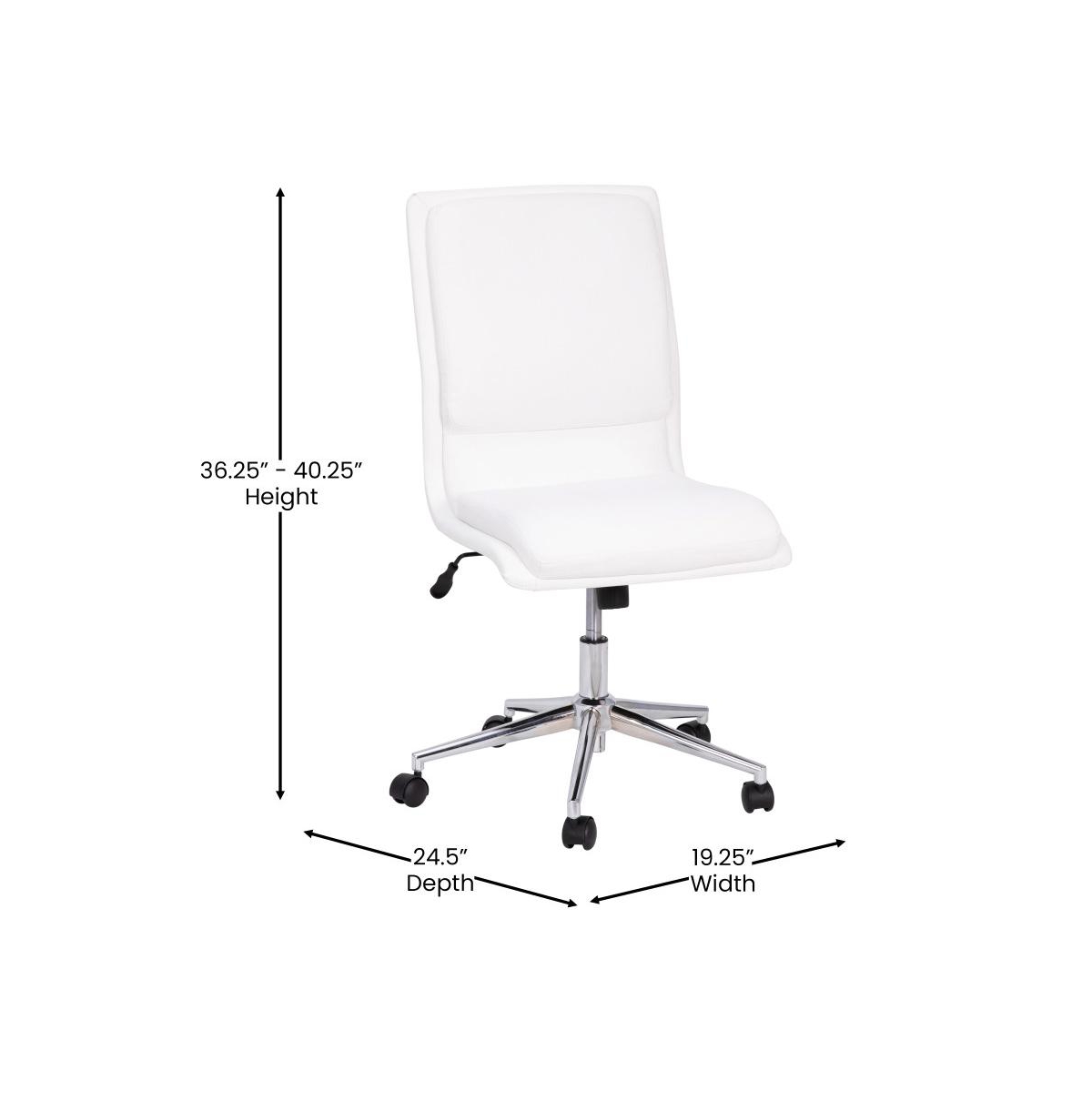 Merrick Lane Artemis Mid-Back Armless Home Office Chair With Height Adjustable Swivel Seat And Five Star Chrome Base