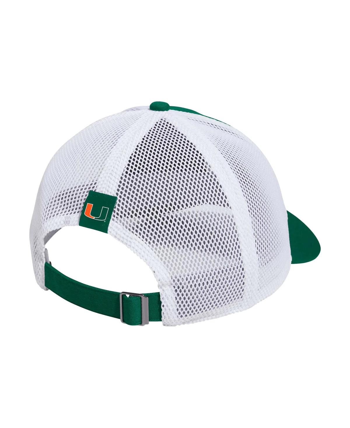 Adidas Men's Green Miami Hurricanes Mascot Block Letter Slouch Trucker Adjustable Hat -whi