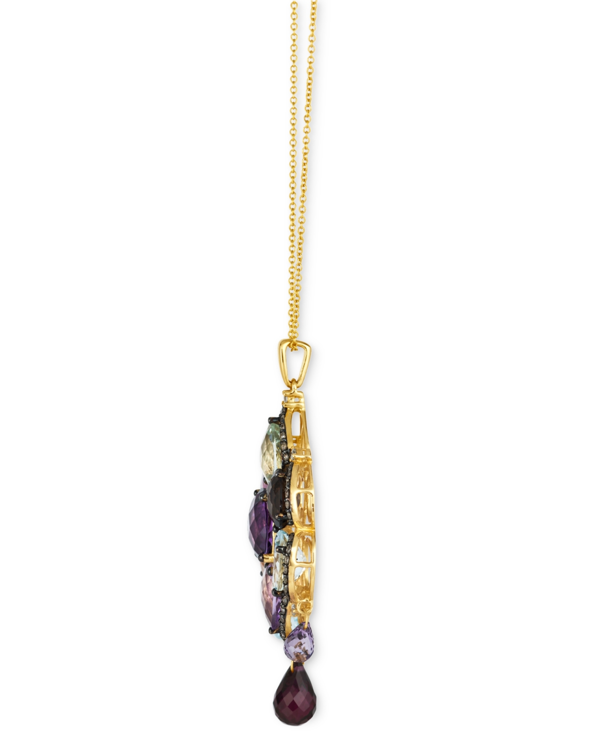 Le Vian Multi-gemstone (10-1/2 Ct. T.w.) & Diamond (6/8 Ct. T.w.) Halo Cluster & Briolette 18" Pendant Neckl In No Color