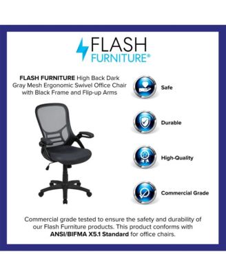 High Back Mesh Ergonomic Office Chair With Flip-Up Arms