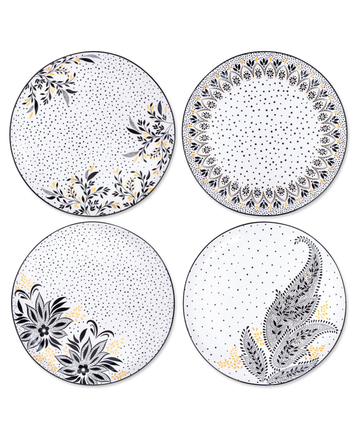 Sara Miller Artisanne Noir Dinner Plates, Set of 4 - White