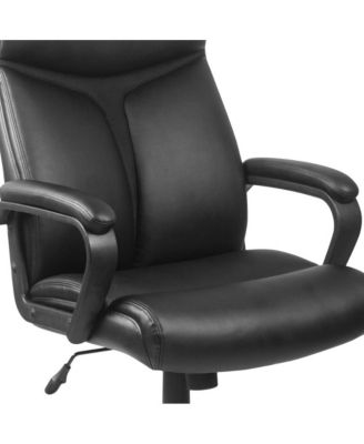 High Back Leather Executive Swivel Office Chair With Slight Mesh Accent And Arms