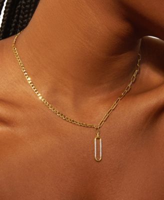 Diamond Vertical Link Two-Chain 18" Pendant Necklace (1/6 ct. t.w.) in Gold Vermeil, Created for Macy's