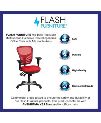 Mid-Back Mesh Triple Paddle Swivel Ergonomic Office Chair With Adjustable Arms