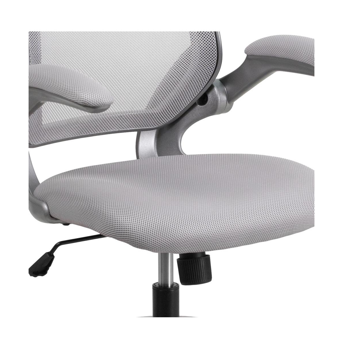 Emma+Oliver Mid-Back Mesh Swivel Ergonomic Task Office Chair WithFrame & Flip-Up Arms - Gray