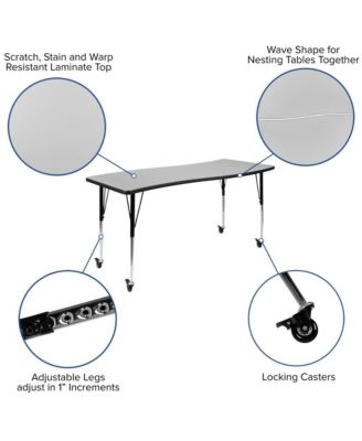 Mobile 86" Oval Wave Collaborative Laminate Activity Table Set With 16" Student Stack Chairs