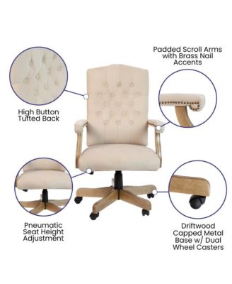 Office Chair, High Back, Tufted, Height Adjustable, 360° Swivel, Upholstered, Home Office Furniture