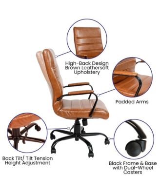 1 Pc Faux Leather Padded Arm Contemporary High-Back Office Chair