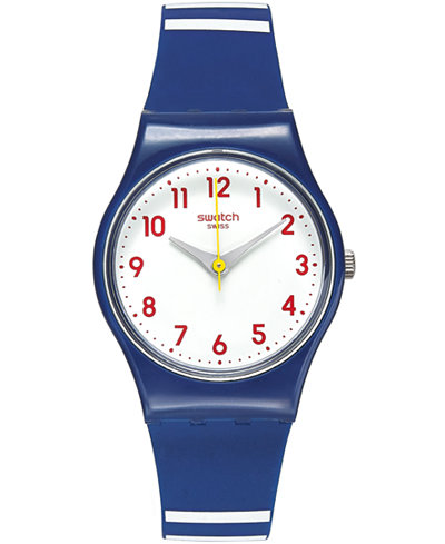 Swatch Women's Swiss Matelot Blue Silicone Strap Watch 25mm LN149