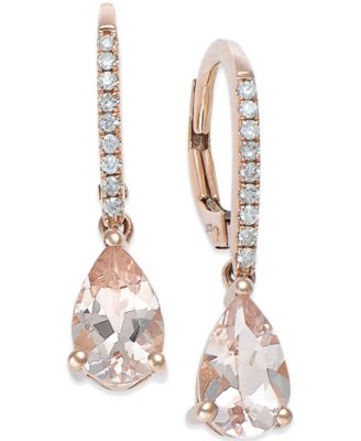 Morganite (1-1/5 ct. t.w.) and Diamond (1/10 ct. t.w.) Earrings in 14k Rose Gold